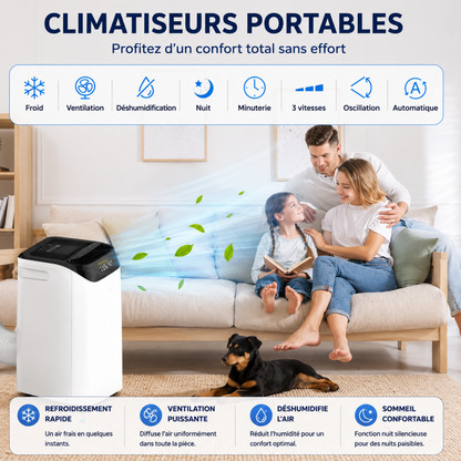 Climatiseur Mobile sur Pied – Refroidissement Intelligent &amp; Déshumidificateur