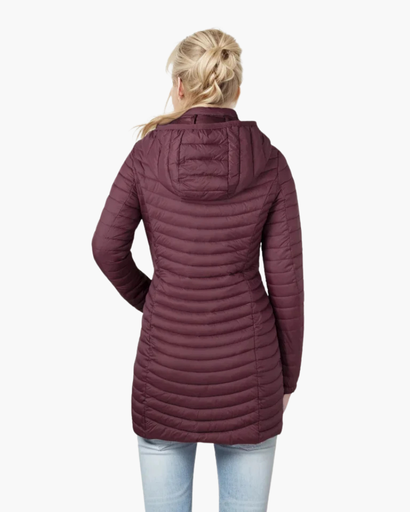 Manteau long matelassé à capuche pour femme