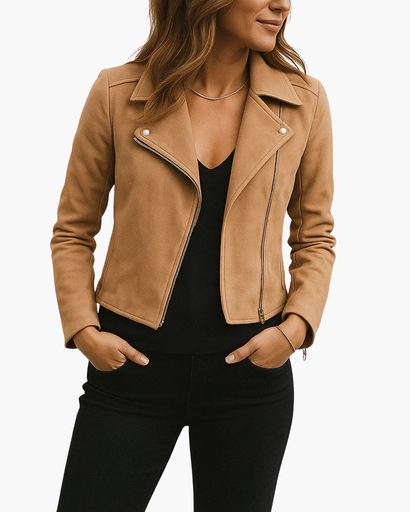 Blouson biker avec fermetures éclair au style affirmé pour femme