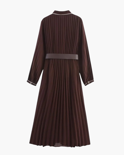 Robe Chemise Plissée Femme – Style Raffiné Ceinture Taille Haute | Robe Cocktail Invitée de Mariage