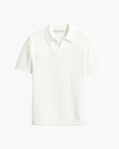 Polo Homme Tricoté à Manches Courtes avec Motif Texturé