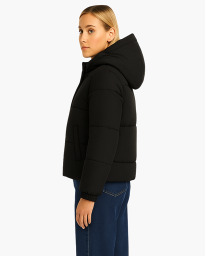 Veste d’Hiver Femme Matelassée Courte avec Capuche – Doudoune Chaude et Confortable