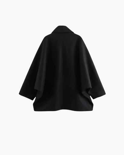 Manteau Femme Oversize en Laine Mélangée – Élégant avec Col Revers et Manches Chauve-Souris