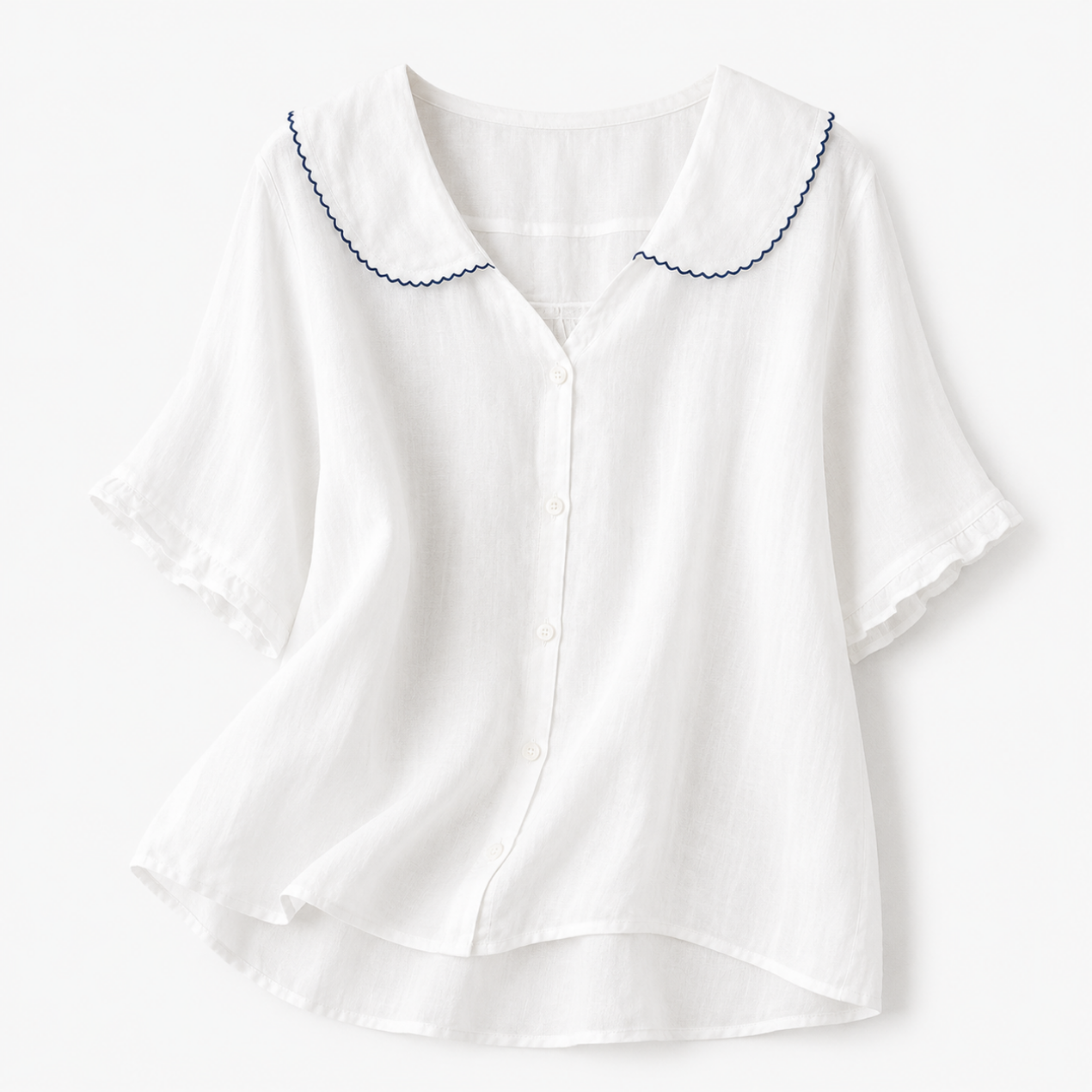 Blouse Femme Style Lin – Coupe Fluide & Col Vintage Boutonné | Blouse Respirante