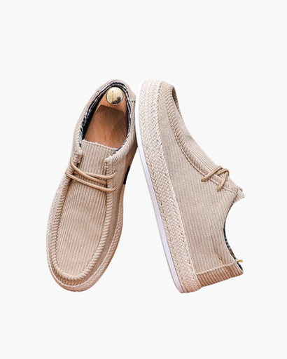 Chaussures basses à lacets avec motif côtelé et bord tressé