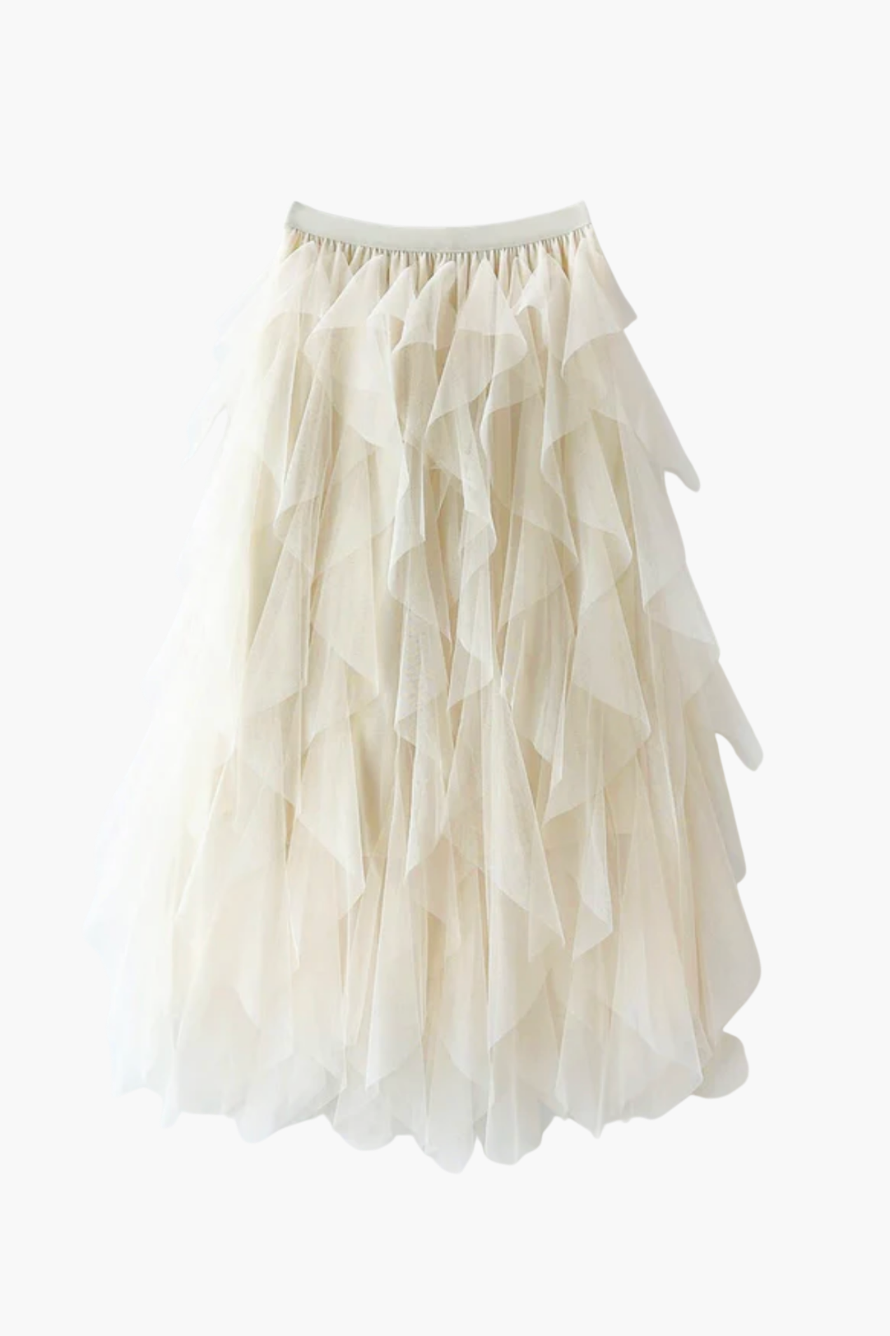 Jupe Tulle Femme Taille Haute – Jupe Midi Volants Style Élégant Et Féminin