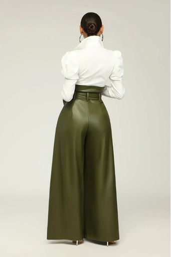 Pantalon Femme Taille Haute Ceinturé – Élégance Structurée & Look Puissant