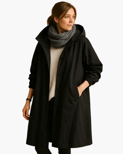 Manteau Décontracté à Capuche avec Fermeture Boutonnée