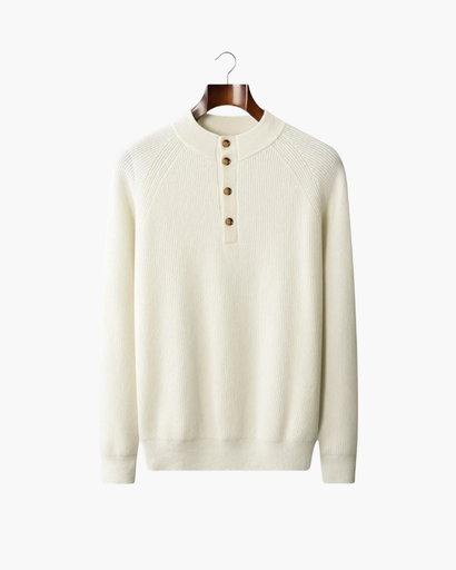 Pull Henley Homme en Cachemire – Élégance Classique & Confort Haut de Gamme