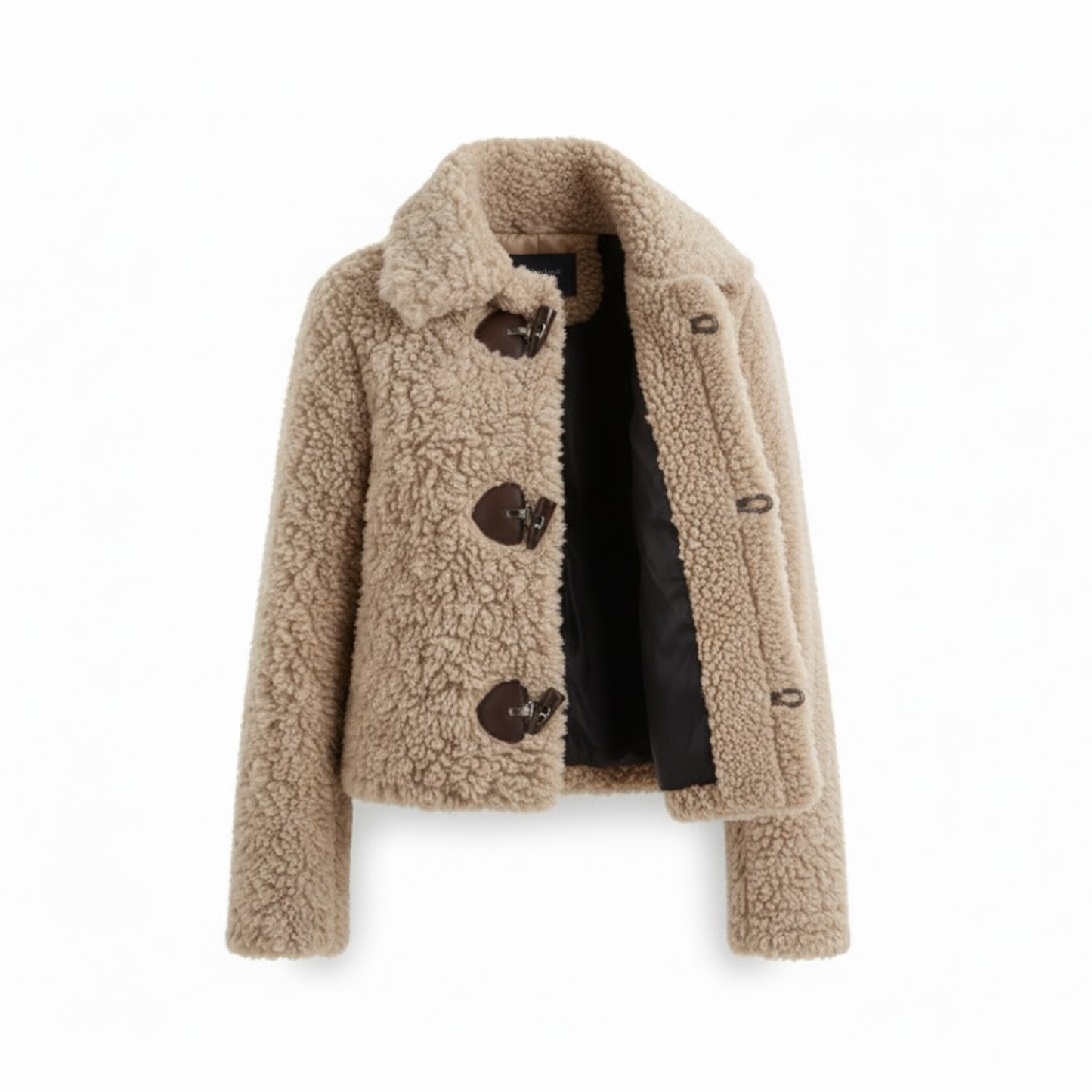 manteau d'hiver femme kaki à col réversible, vue de face