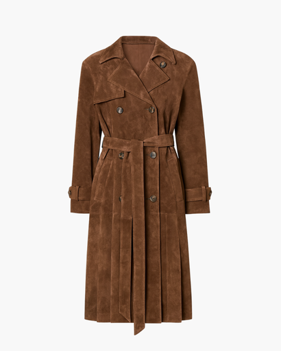 Trench long à double boutonnage pour femme