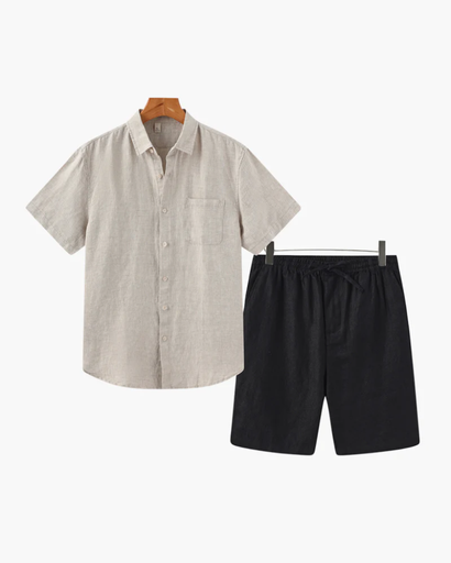 Ensemble Estival Homme – Chemise Courte à Col Classique & Short Décontracté