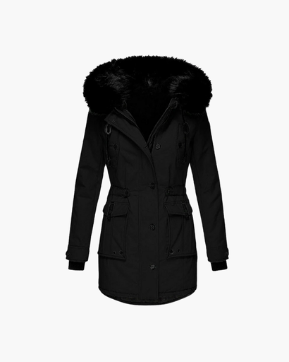 Manteau Long d’Hiver pour Femme avec Capuche et Col en Fausse Fourrure – Parka Chaude