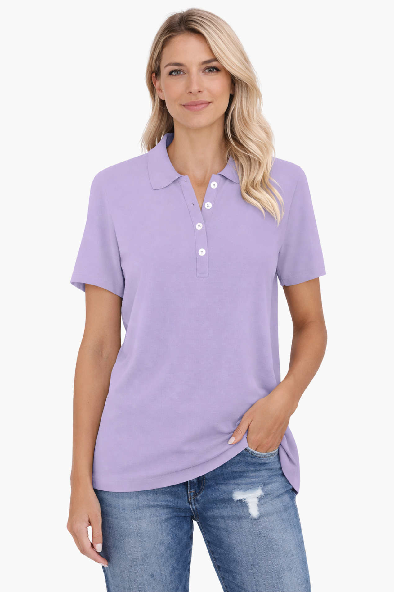 Polo Femme Manches Courtes – Haut Décontracté Élégant Avec Boutons