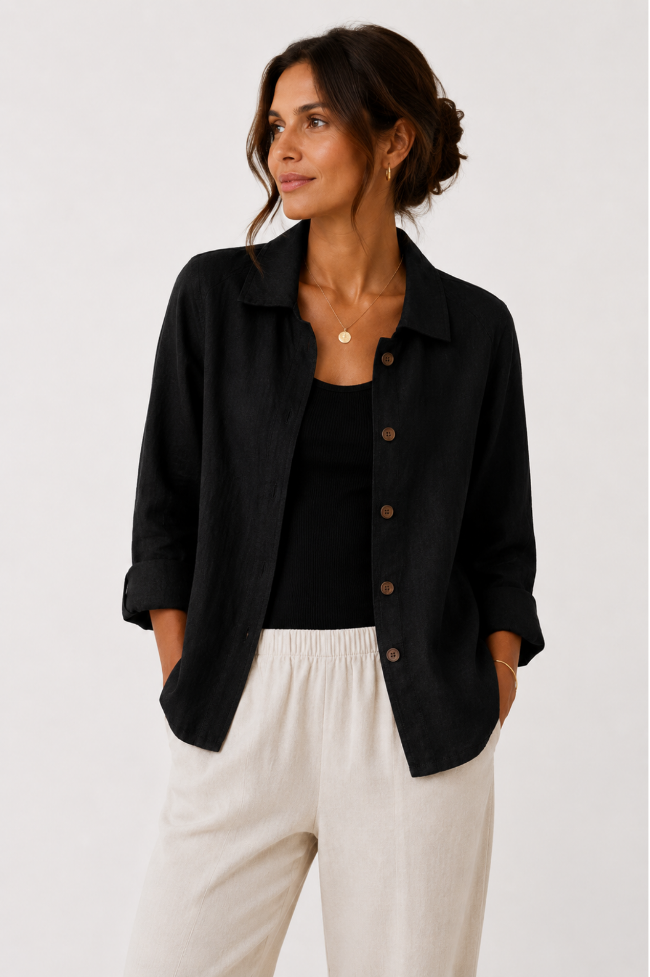 Veste Femme Légère – Surchemise Élégante à Boutons pour Toutes les Saisons
