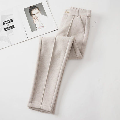 Pantalon femme effet laine blanc