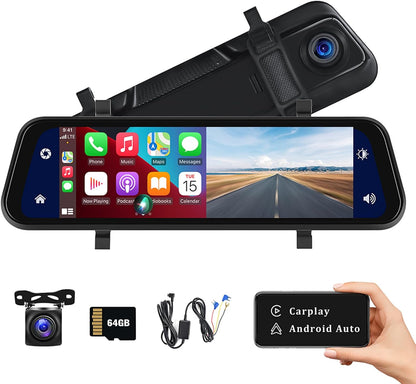 Caméra rétroviseur 9,66 pouces CarPlay Android Auto