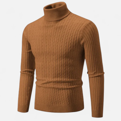 Pull Col Roulé Homme – Tricot Torsadé à Manches Longues