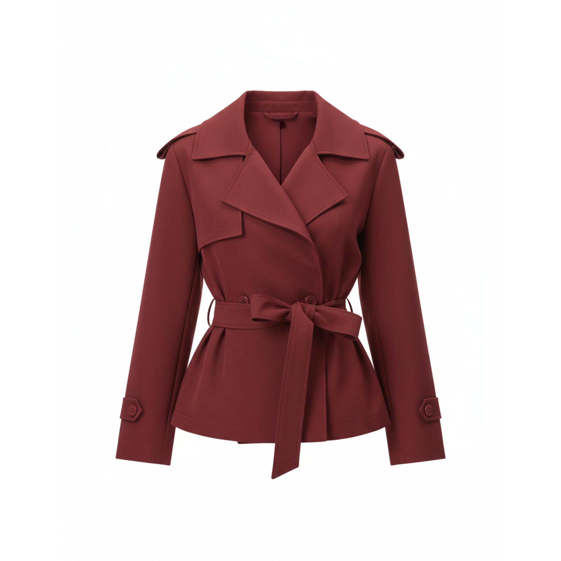 trench-coat court rouge pour femme, vue de face
