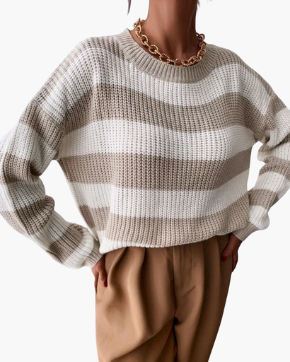 Pull Rayé Décontracté – Coupe Relax et Élégante