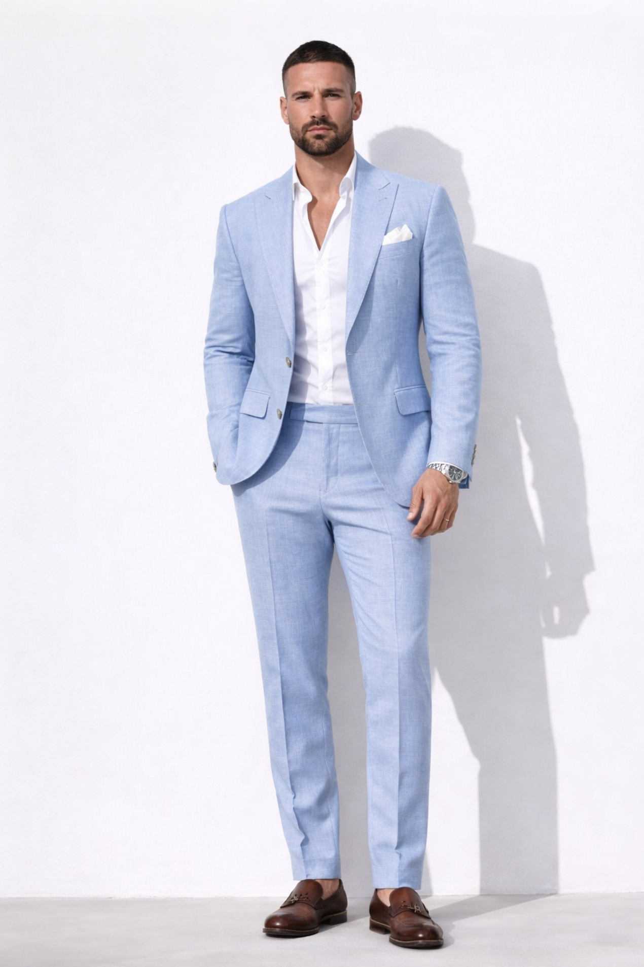Costume Homme Élégant 2 Pièces – Blazer Ajusté Et Pantalon Tailleur