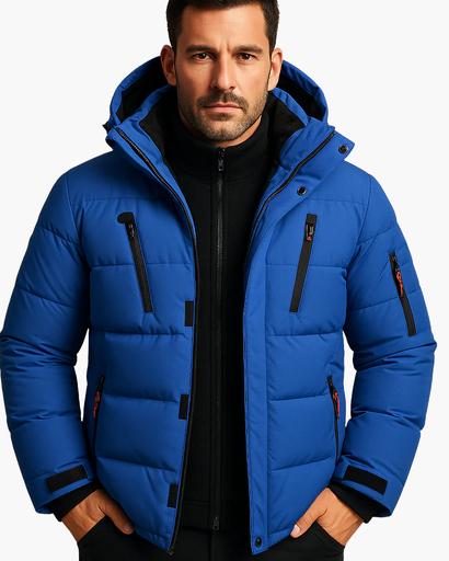 Veste d’hiver matelassée chaude avec capuche pour homme