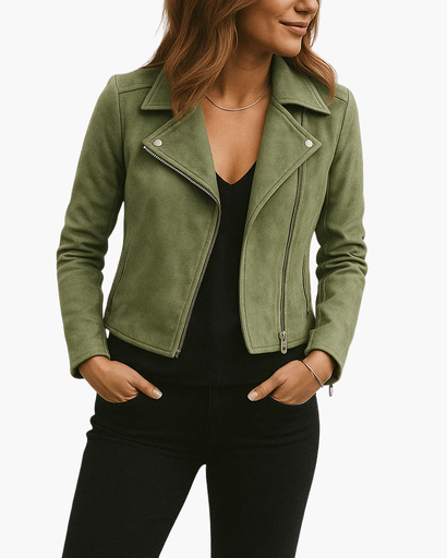 Blouson biker avec fermetures éclair au style affirmé pour femme