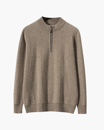 Pull homme Ribbed Half Zip avec effet cachemire et tissu doux