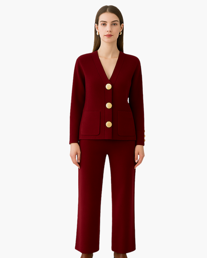 Ensemble Femme 2 Pièces avec Grands Boutons Dorés – Chic & Confortable