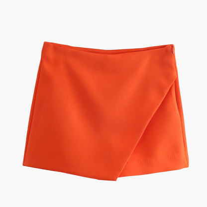 Jupe short portefeuille femme taille haute