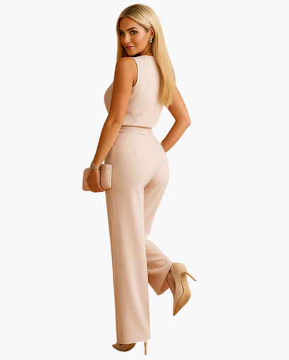 Combinaison Femme Fluide Jambe Large – Tissu Léger & Nœud Élégant | Soirée & Été