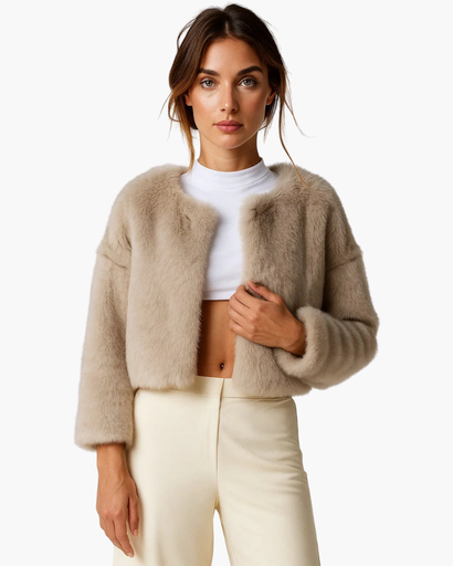 Veste Courte en Fausse Fourrure | Style Chic et Douceur Intemporelle