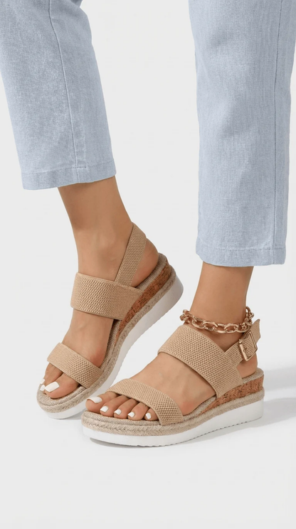 Sandale plateforme femme à brides élastiques