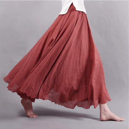 Jupe Maxi Femme Lin Évasée – Fluide & Style Bohème Élégant | Été & Cérémonie