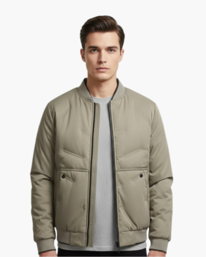 Veste Matelassée Homme – Bomber Chaud avec Fermeture Éclair et Col Montant