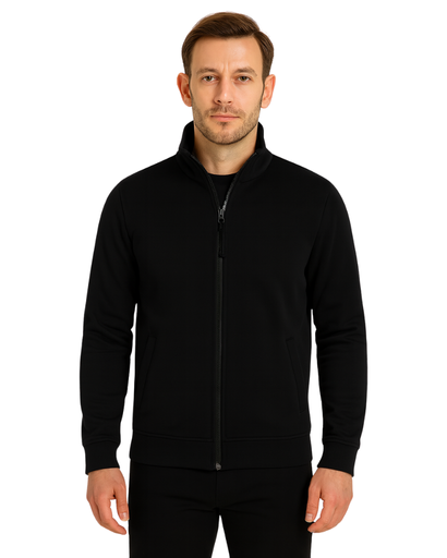 Veste Homme Zippée en 100% Coton avec Col Montant – Casual Chic et Confortable