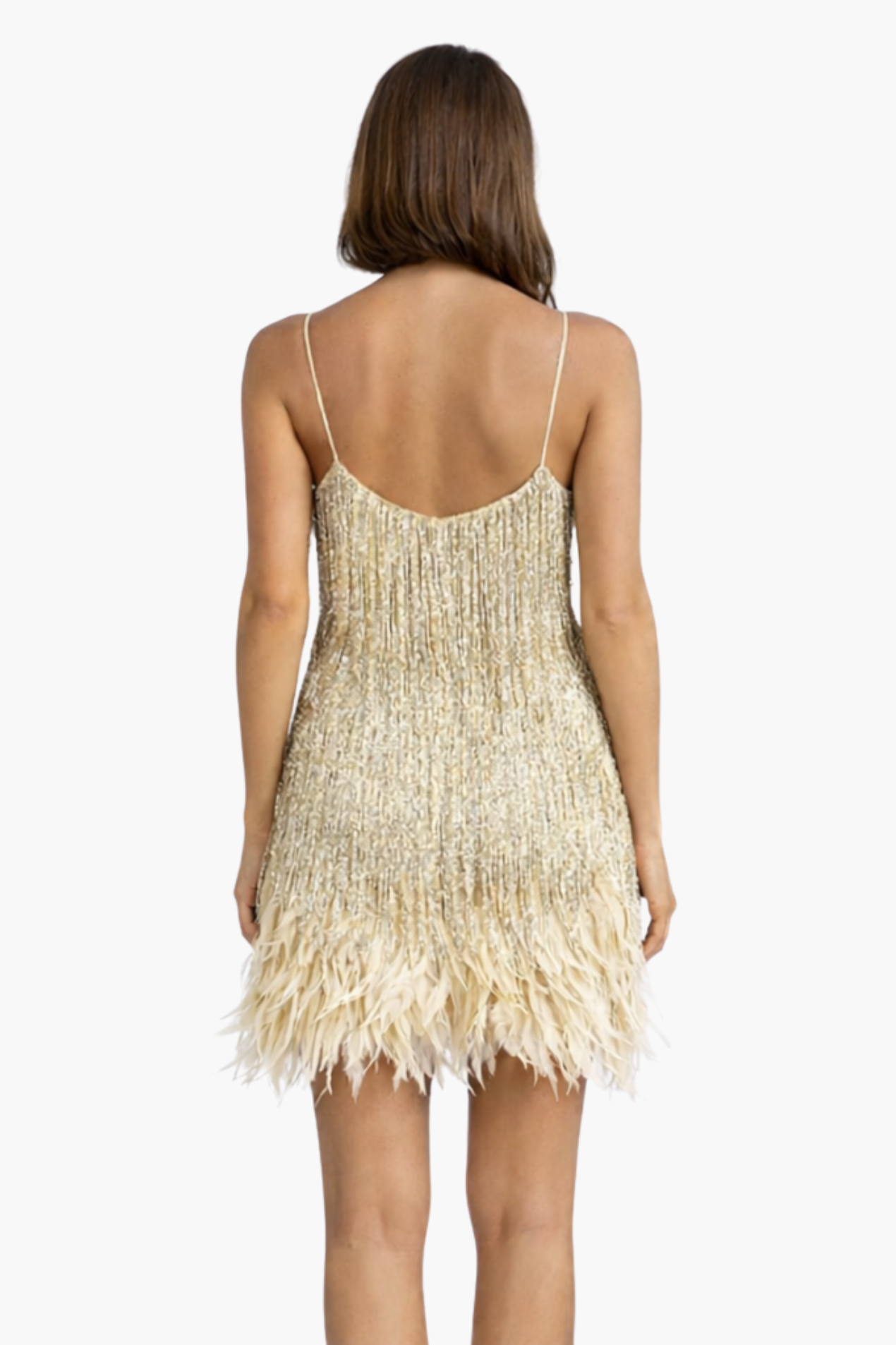 Robe mini femme scintillante à franges – Robe de soirée à sequins avec plumes