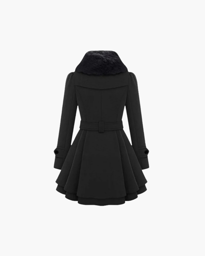 Manteau Femme Évasé à Double Boutonnage avec Ceinture
