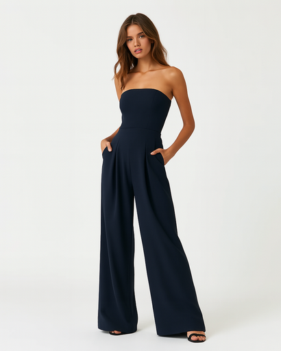 Combinaison Femme Bustier Jambe Large – Élégance Satin & Coupe Chic | Soirée & Cérémonie