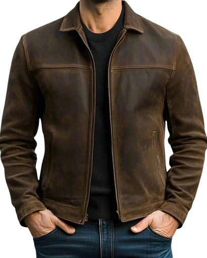 Veste Homme Élégante – Design Aspect Cuir avec Finitions Haut de Gamme