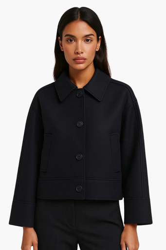 Veste Courte Élégante Femme | Coupe Droite et Boutons Structurés