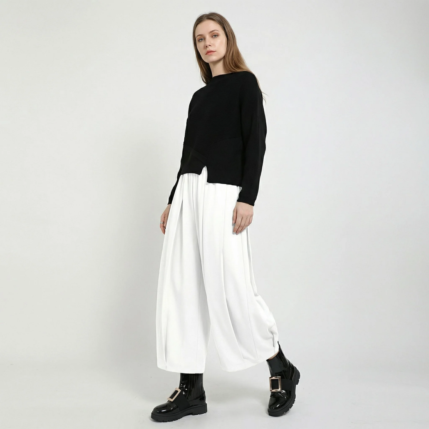 Pantalon Femme Large Décontracté – Coupe Droite Épurée Élégante