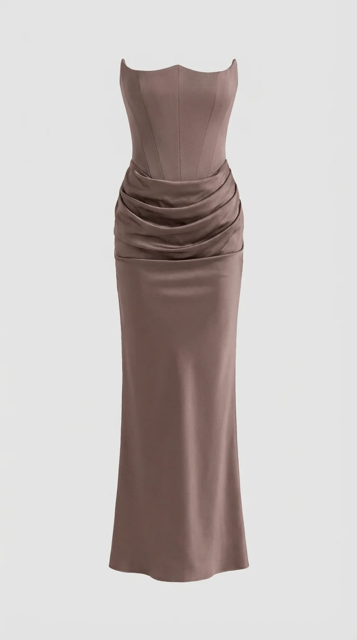 Robe Longue Bustier Satinée Femme à Coupe Ajustée