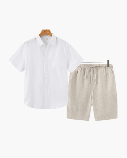 Ensemble Estival Homme – Chemise Courte à Col Classique & Short Décontracté