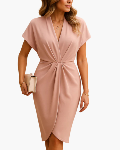 Robe portefeuille femme à col en V et drapé élégant