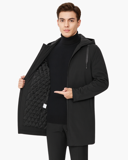 Manteau Long à Capuche pour Homme | Élégance Moderne & Confort Thermique