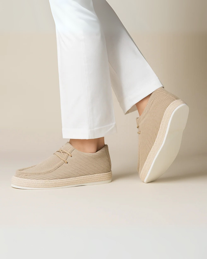 Chaussures basses à lacets avec motif côtelé et bord tressé