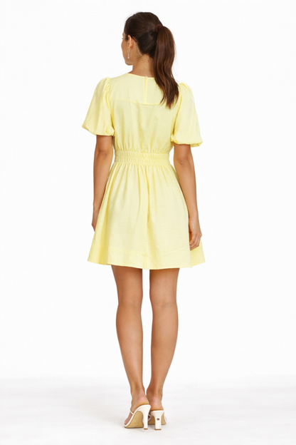 Robe Courte Femme Décolleté V – Robe Fluide Élégante À Taille Smockée