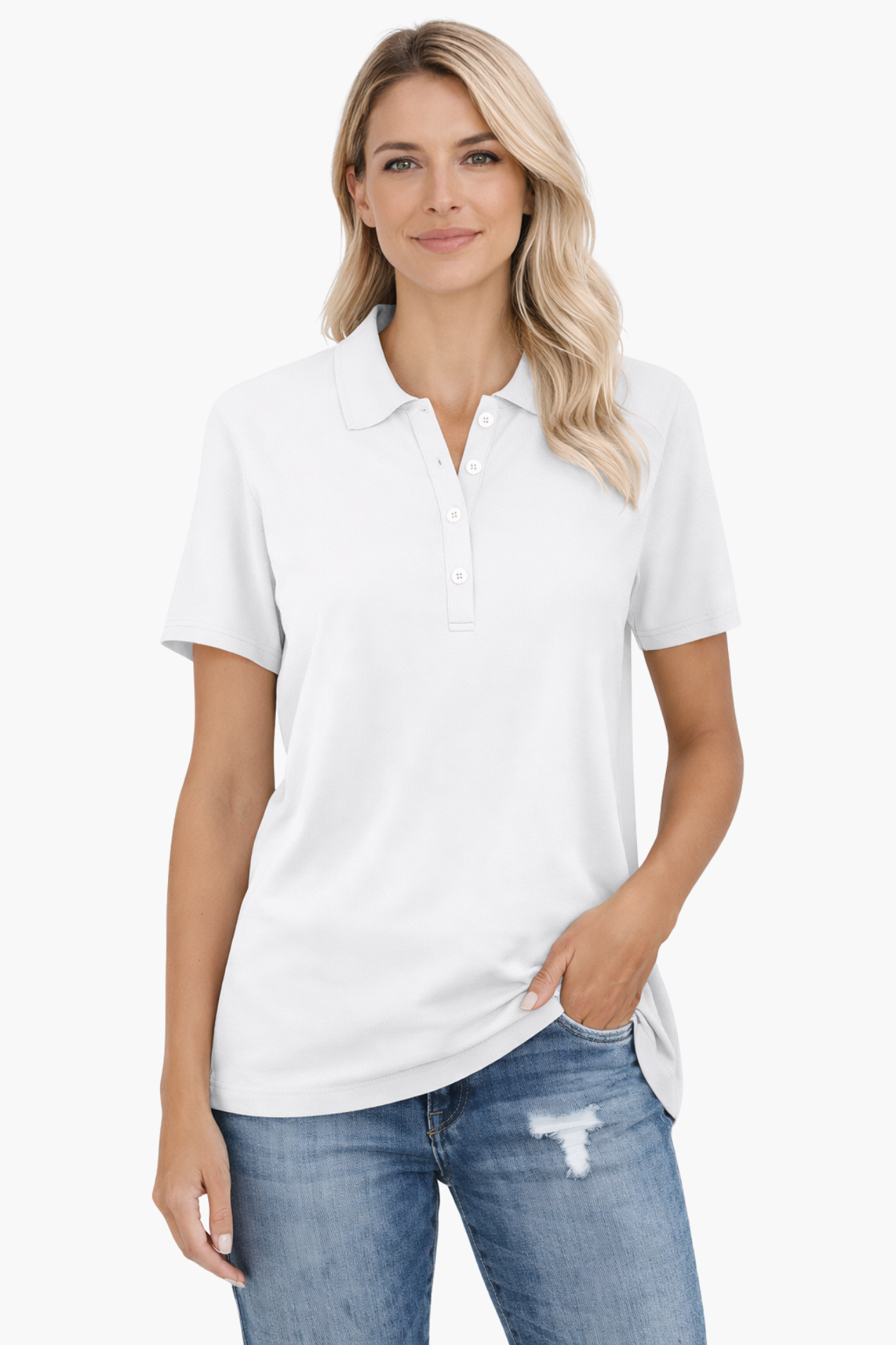 Polo Femme Manches Courtes – Haut Décontracté Élégant Avec Boutons
