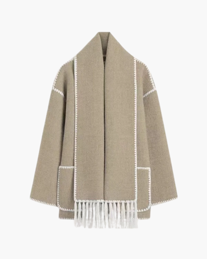 Manteau Chaud Femme – Élégant Manteau en Laine avec Col Écharpe